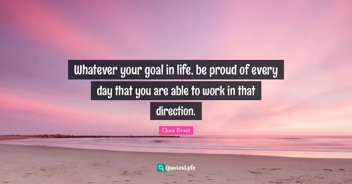 Whatever your goal in life, be proud of every day that you are able to work in that direction.