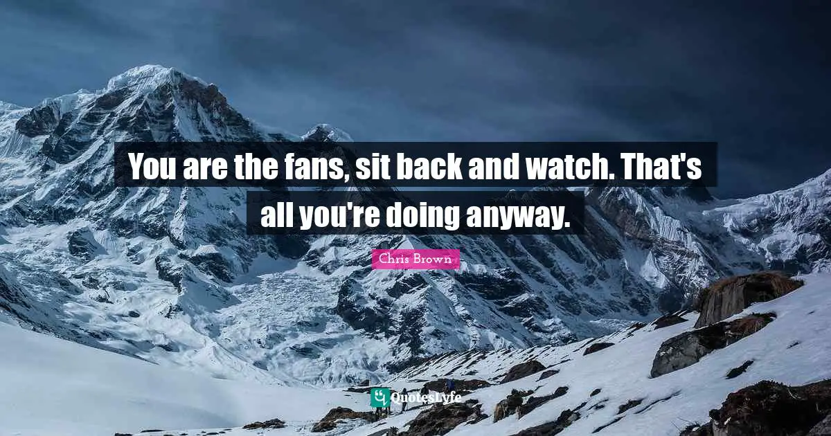 Chris Brown Quotes: "You are the fans, sit back and watch. That's all you're doing anyway."