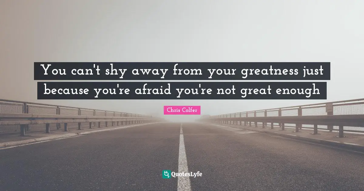 You can't shy away from your greatness just because you're afraid you're not great enough