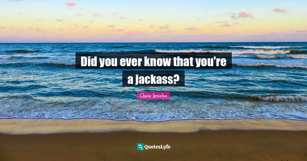 Did you ever know that you're a jackass?