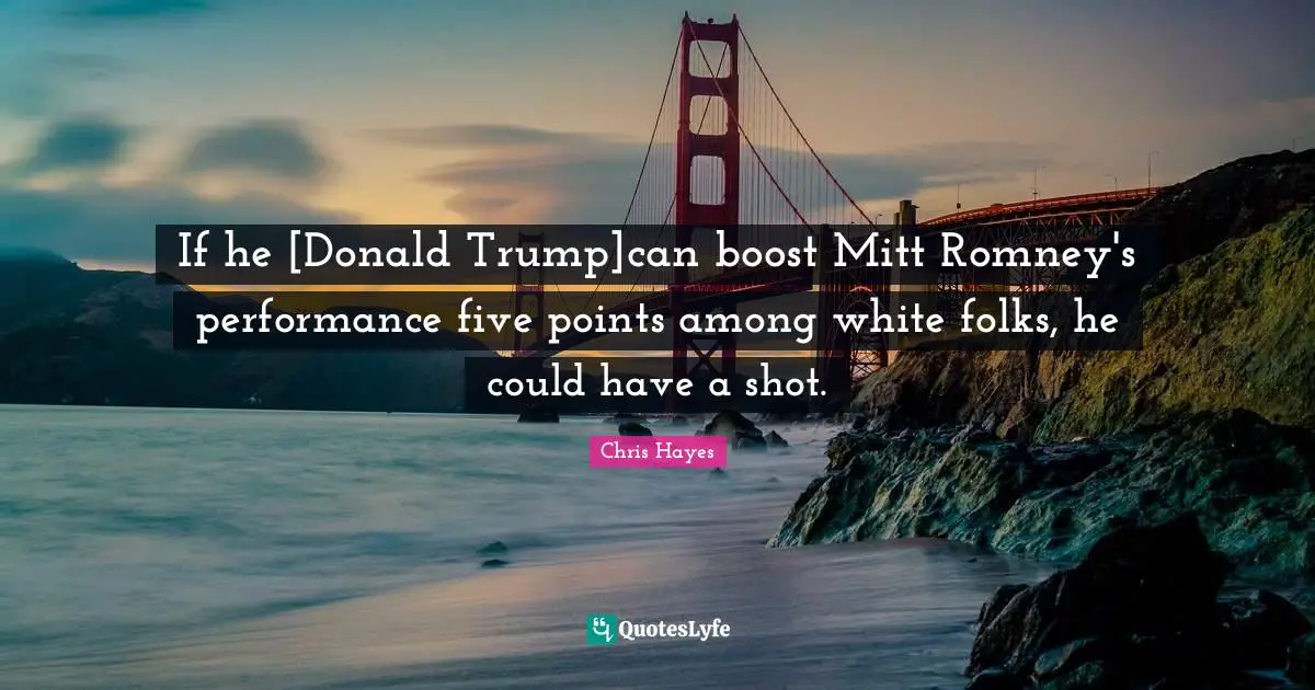 If he [Donald Trump]can boost Mitt Romney's performance five points among white folks, he could have a shot.