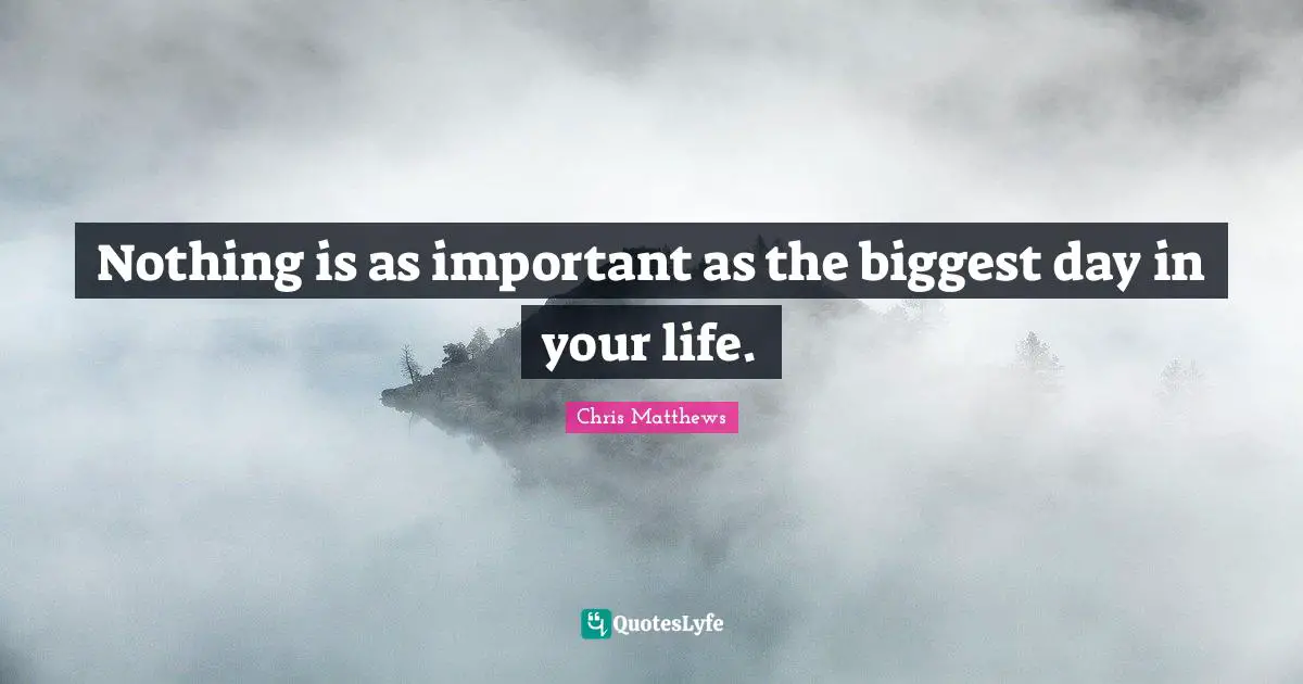 Nothing is as important as the biggest day in your life.