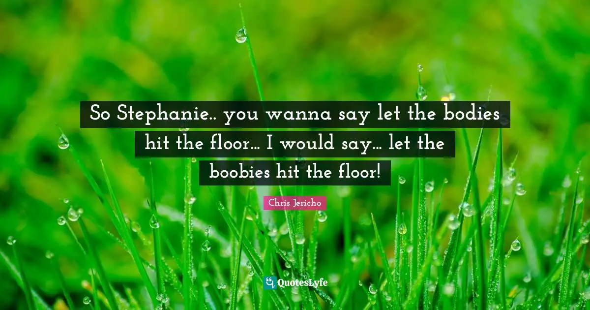 So Stephanie.. you wanna say let the bodies hit the floor... I would say... let the boobies hit the floor!