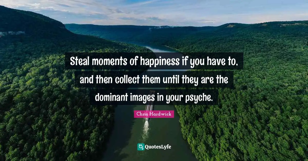Steal moments of happiness if you have to, and then collect them until they are the dominant images in your psyche.