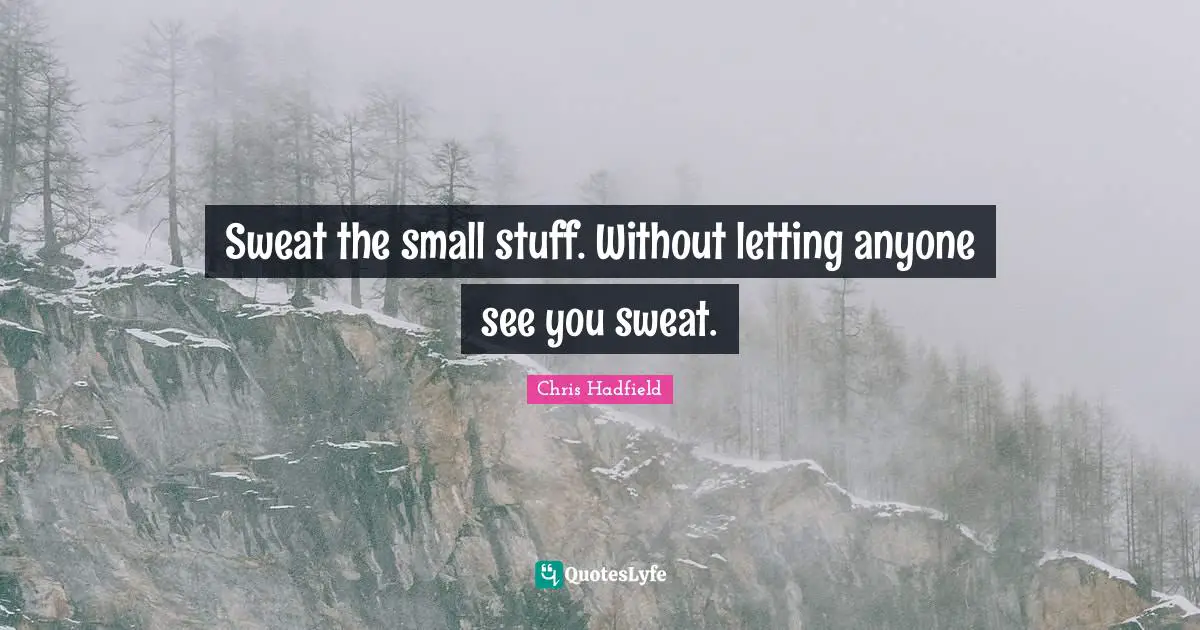 Chris Hadfield Quotes: "Sweat the small stuff. Without letting anyone see you sweat."