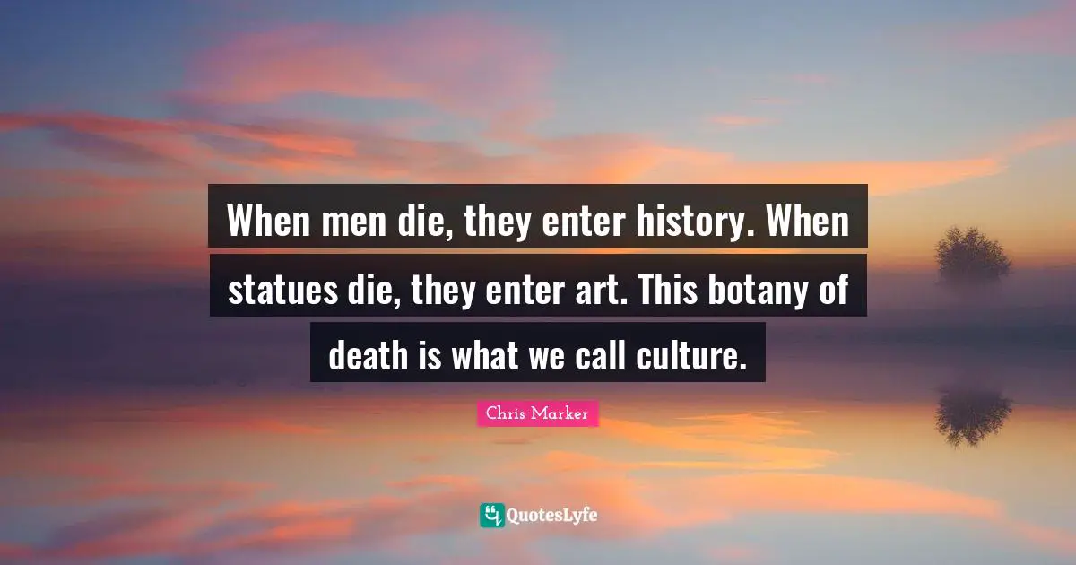 Statues Quotes: "When men die, they enter history. When statues die, they enter art. This botany of death is what we call culture."