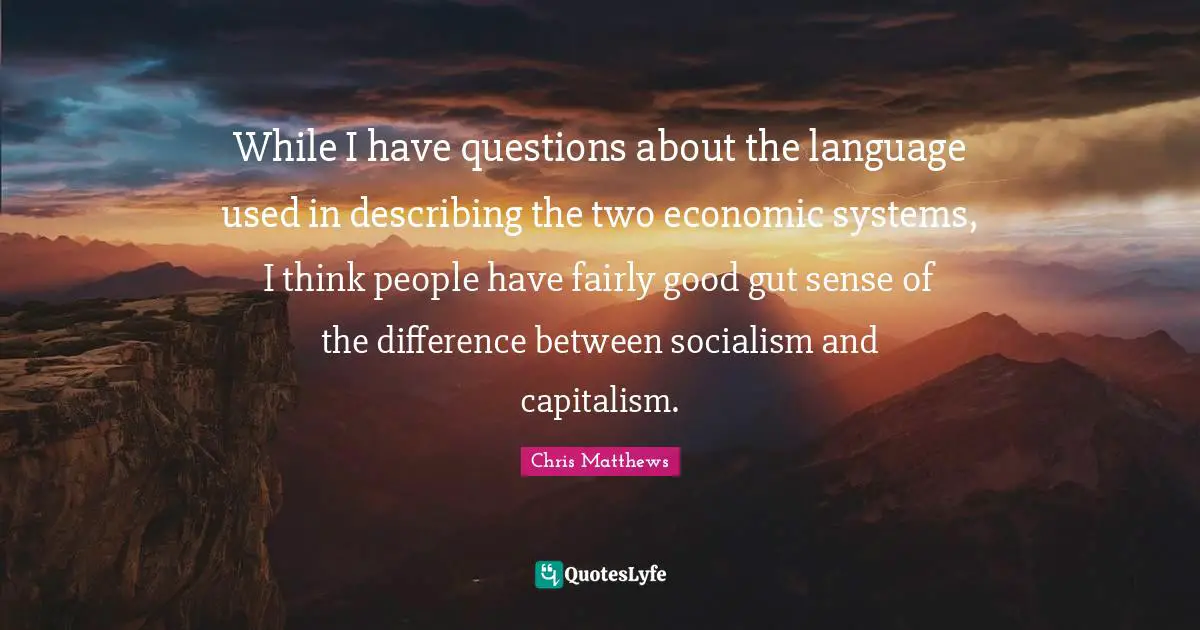 While I have questions about the language used in describing the two economic systems, I think people have fairly good gut sense of the difference between socialism and capitalism.