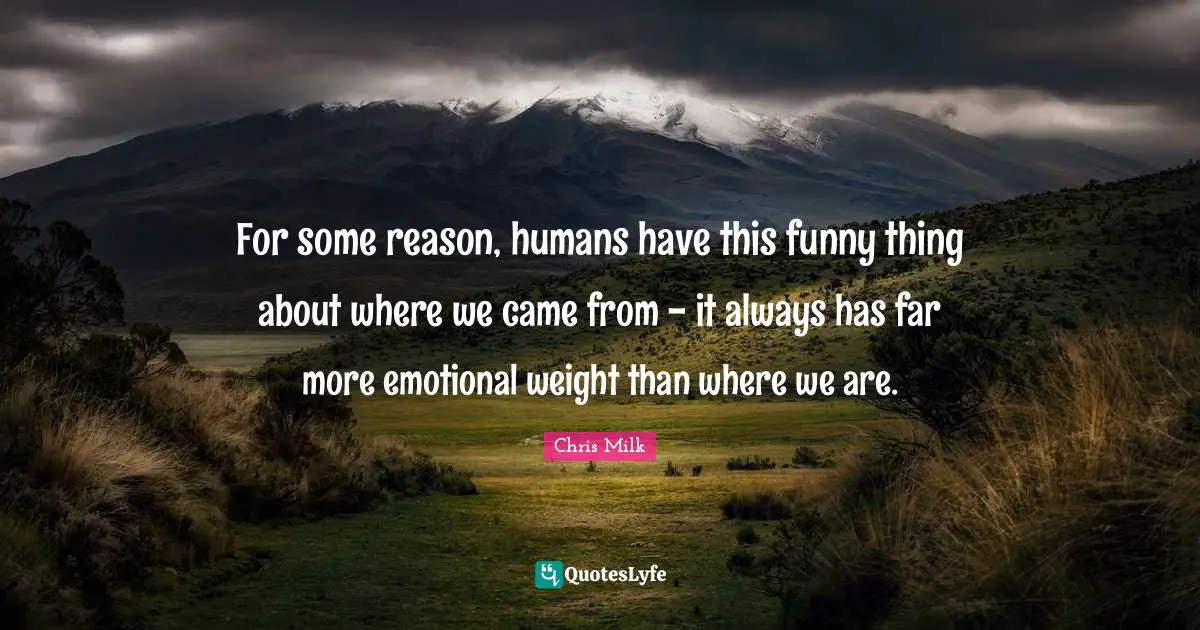Came Quotes: "For some reason, humans have this funny thing about where we came from - it always has far more emotional weight than where we are."