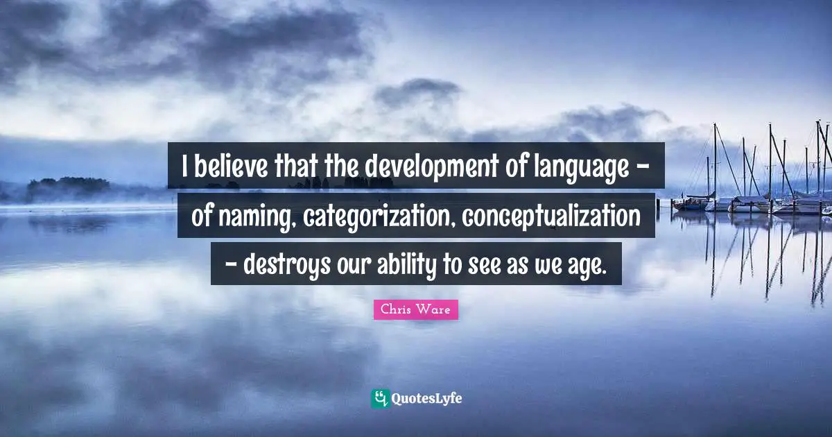 I believe that the development of language - of naming, categorization, conceptualization - destroys our ability to see as we age.