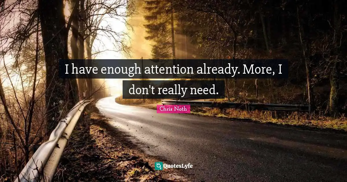 I have enough attention already. More, I don't really need.