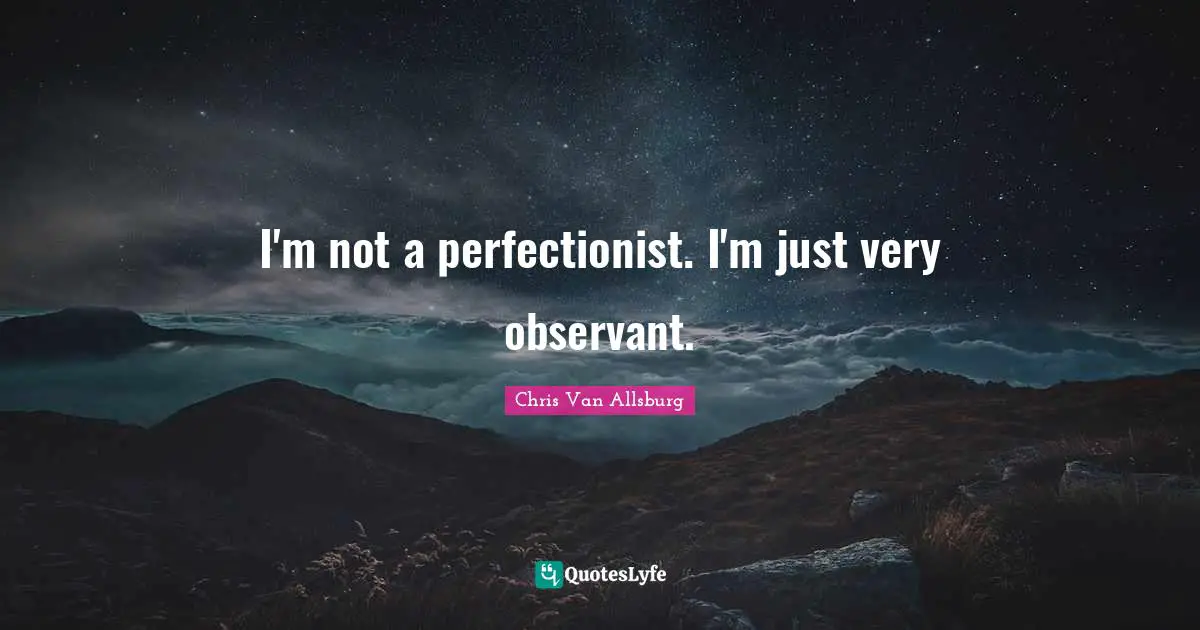 I'm not a perfectionist. I'm just very observant.