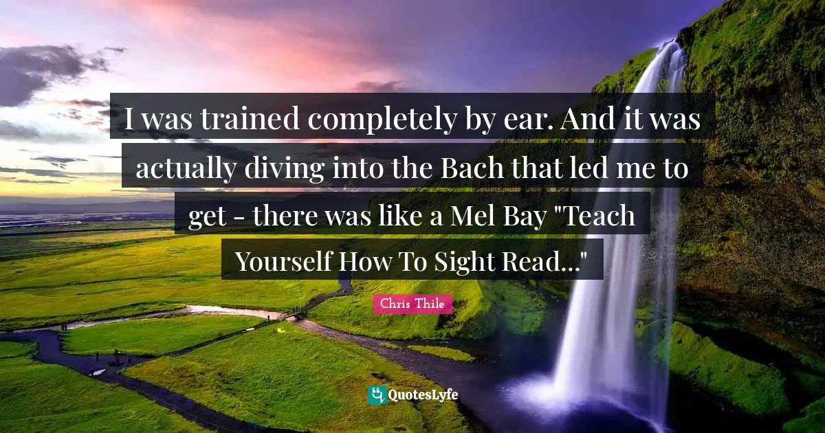 I was trained completely by ear. And it was actually diving into the Bach that led me to get - there was like a Mel Bay "Teach Yourself How To Sight Read..."