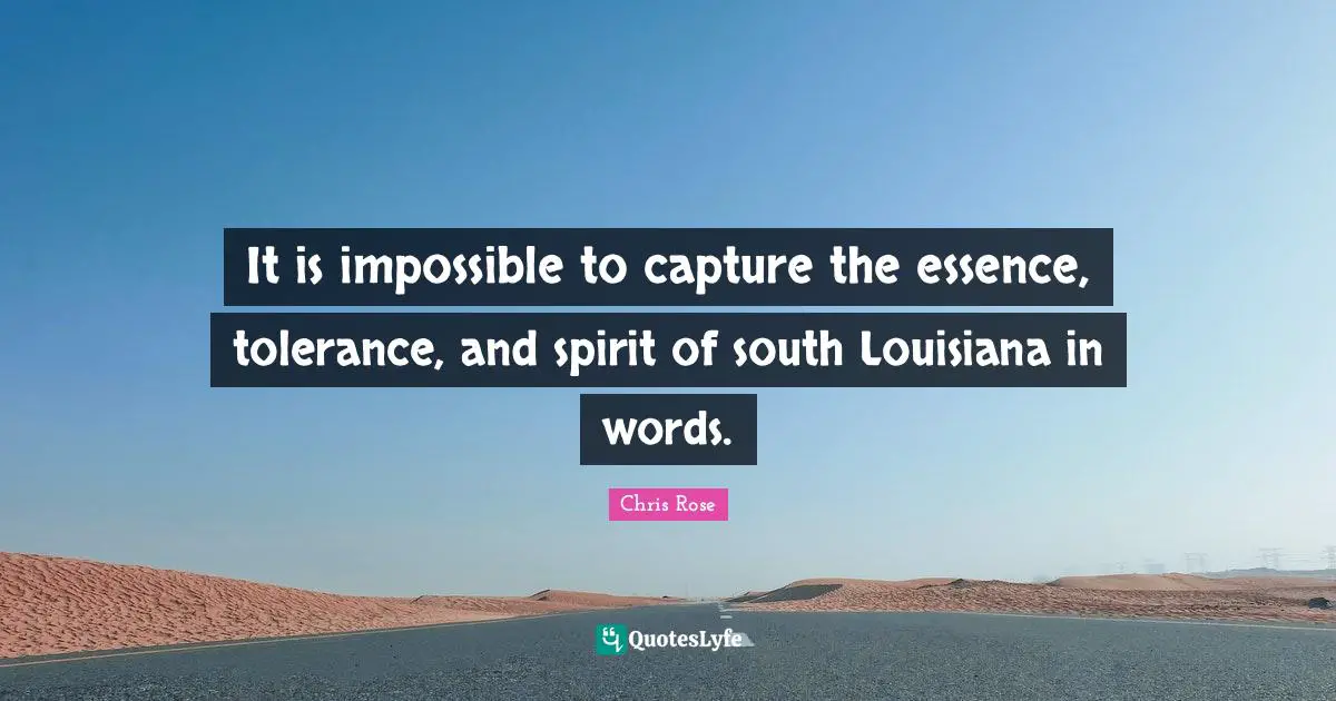 South Quotes: "It is impossible to capture the essence, tolerance, and spirit of south Louisiana in words."