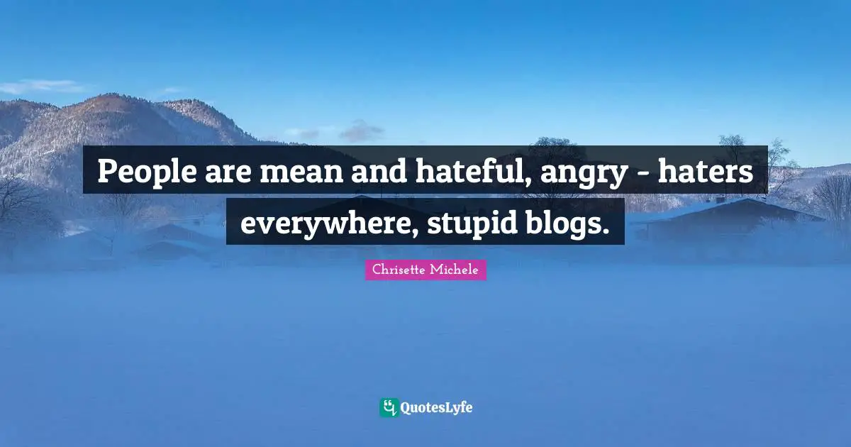 People are mean and hateful, angry - haters everywhere, stupid blogs.