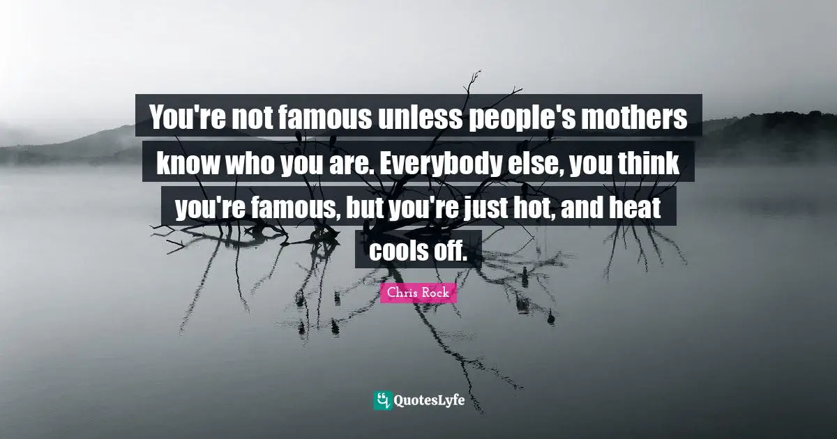 You're not famous unless people's mothers know who you are. Everybody else, you think you're famous, but you're just hot, and heat cools off.