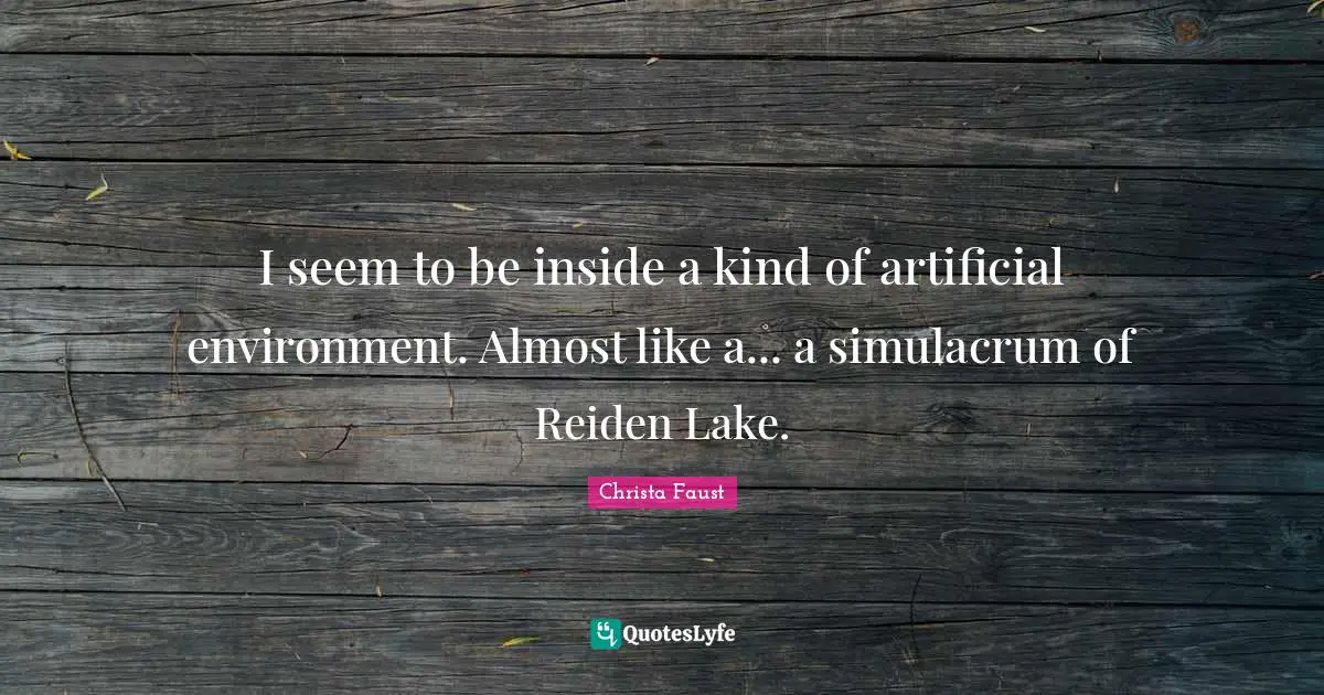 Artificial Quotes: "I seem to be inside a kind of artificial environment. Almost like a... a simulacrum of Reiden Lake."
