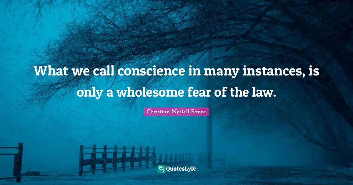 What we call conscience in many instances, is only a wholesome fear of the law.