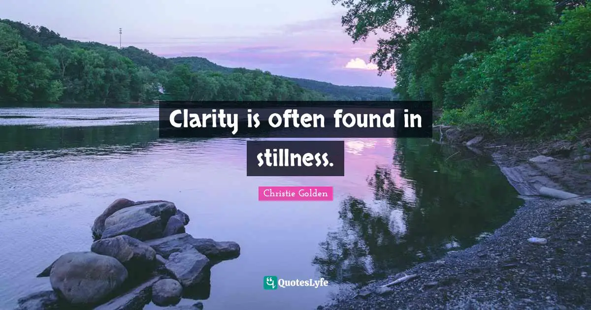 Clarity is often found in stillness.