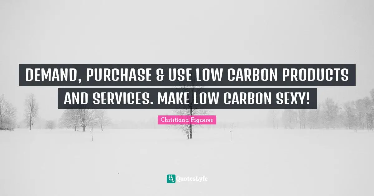 DEMAND, PURCHASE & USE LOW CARBON PRODUCTS AND SERVICES. MAKE LOW CARBON SEXY!