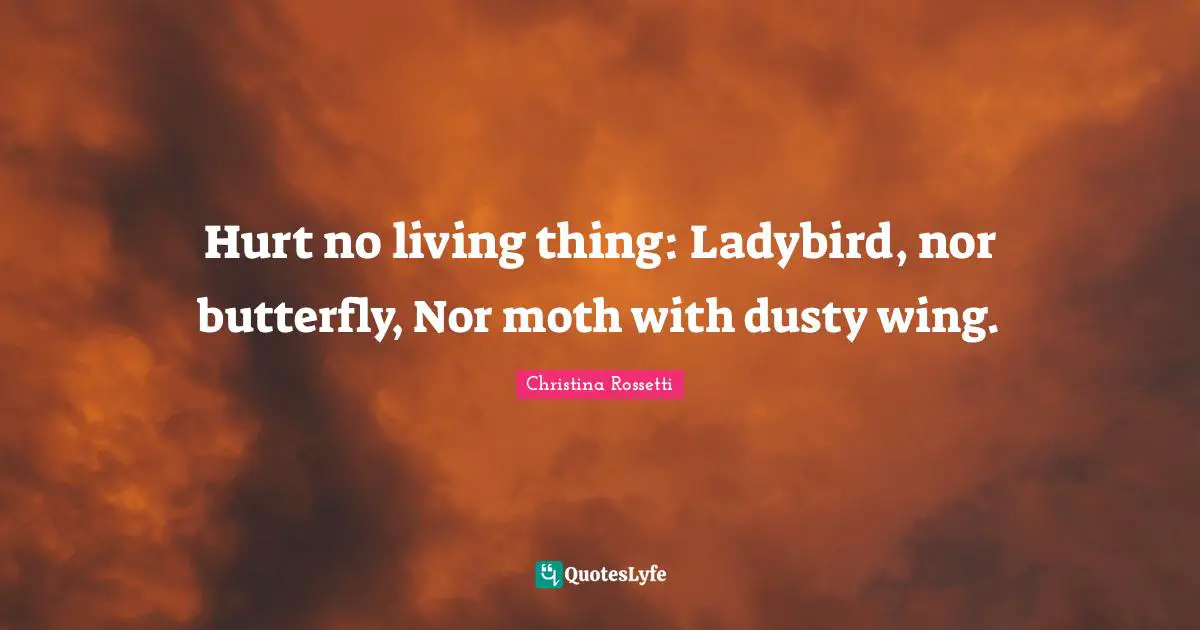 Christina Rossetti Quotes: Hurt no living thing: Ladybird, nor butterfly, Nor moth with dusty wing.