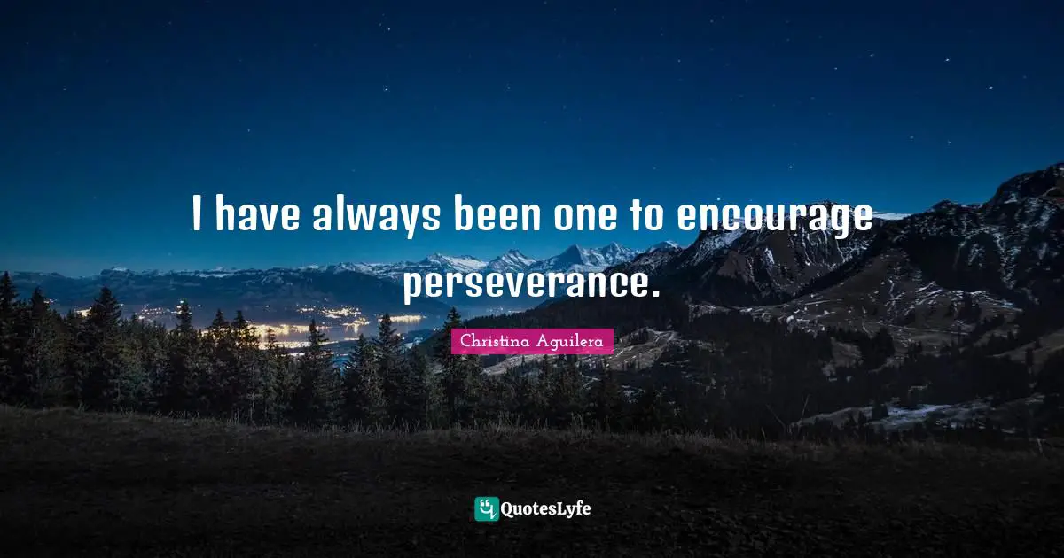 I have always been one to encourage perseverance.