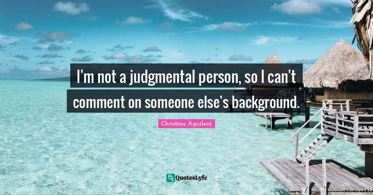 I'm not a judgmental person, so I can't comment on someone else's background.
