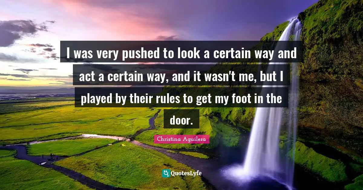 I was very pushed to look a certain way and act a certain way, and it wasn't me, but I played by their rules to get my foot in the door.