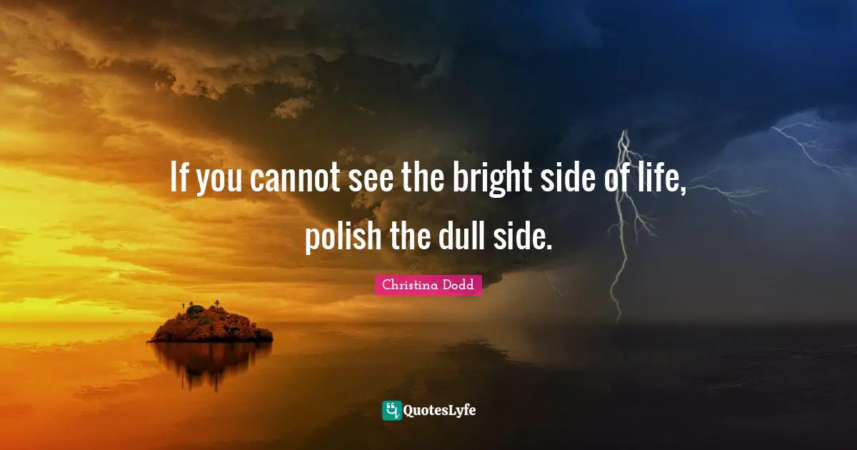 If you cannot see the bright side of life, polish the dull side.