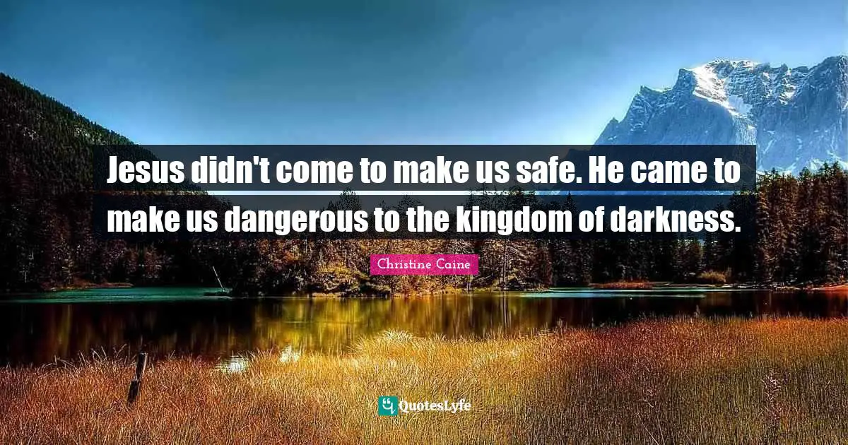 Christine Caine Quotes: "Jesus didn't come to make us safe. He came to make us dangerous to the kingdom of darkness."