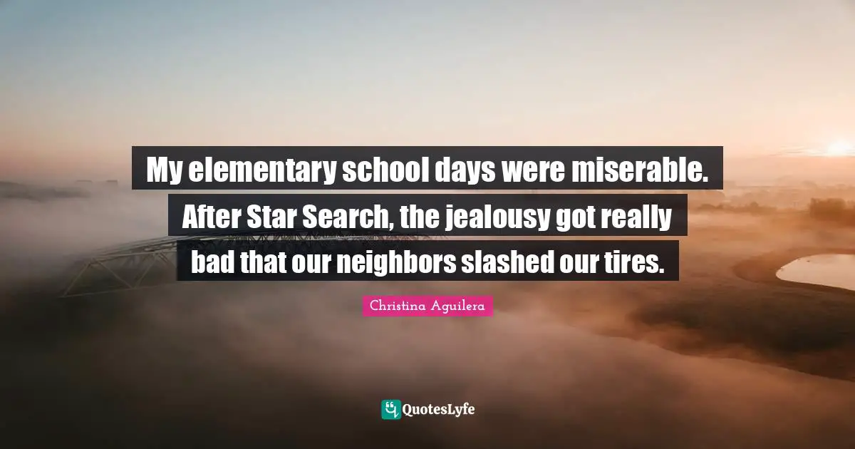 My elementary school days were miserable. After Star Search, the jealousy got really bad that our neighbors slashed our tires.