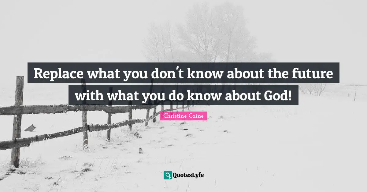 Christine Caine Quotes: "Replace what you don't know about the future with what you do know about God!"