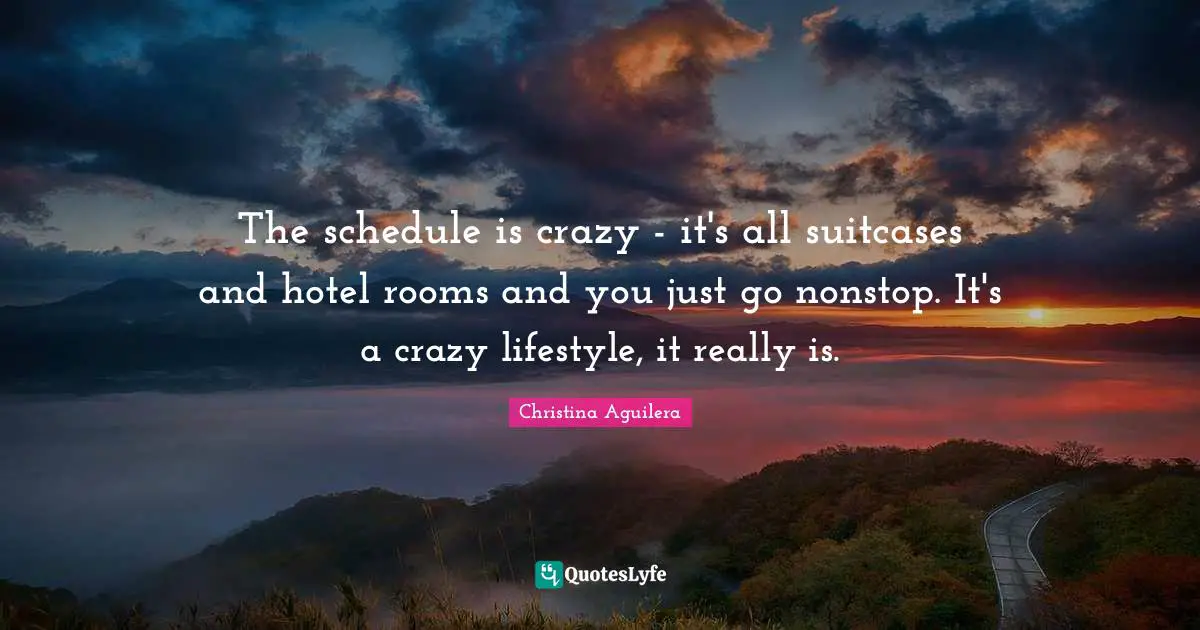 The schedule is crazy - it's all suitcases and hotel rooms and you just go nonstop. It's a crazy lifestyle, it really is.