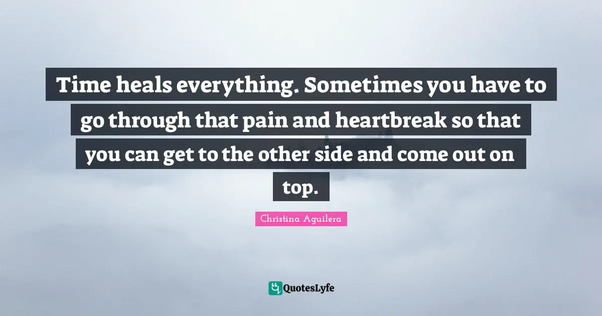 Time Heals Quotes: "Time heals everything. Sometimes you have to go through that pain and heartbreak so that you can get to the other side and come out on top."