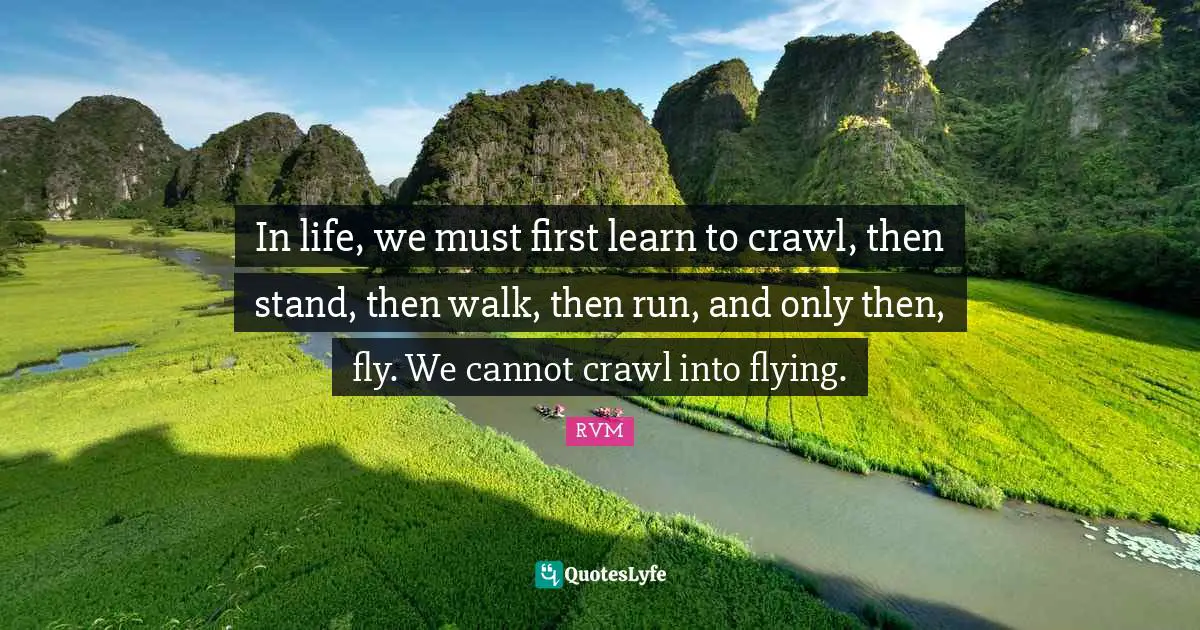 In life, we must first learn to crawl, then stand, then walk, then run, and only then, fly. We cannot crawl into flying.