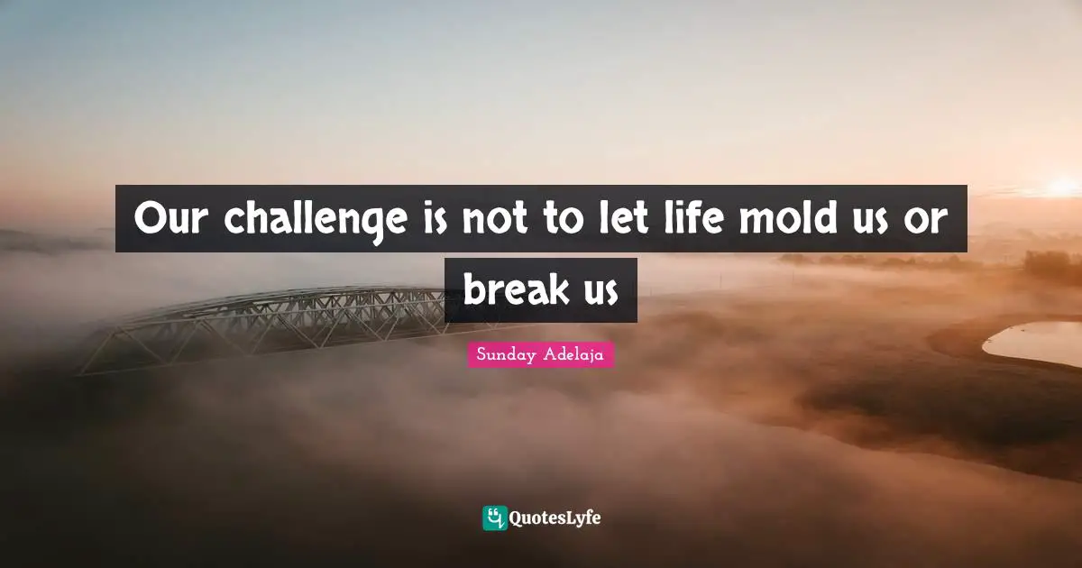 Our challenge is not to let life mold us or break us