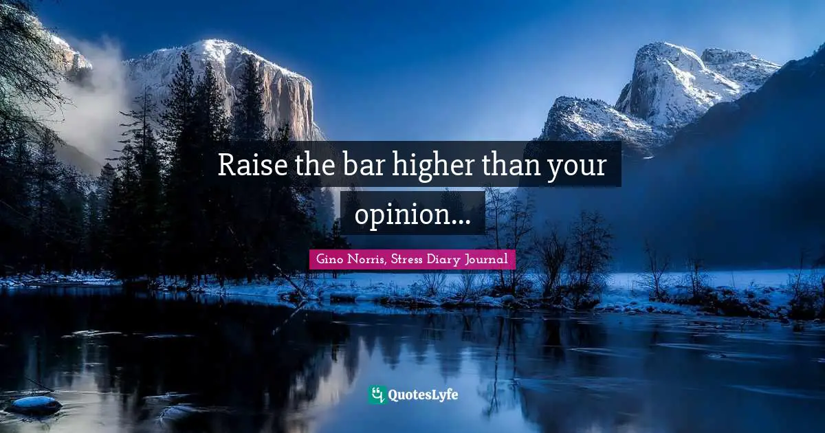 Gino Norris, Stress Diary Journal Quotes: "Raise the bar higher than your opinion..."