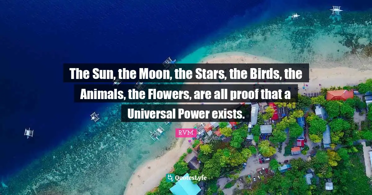The Sun, the Moon, the Stars, the Birds, the Animals, the Flowers, are all proof that a Universal Power exists.