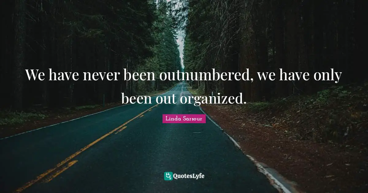 We have never been outnumbered, we have only been out organized.