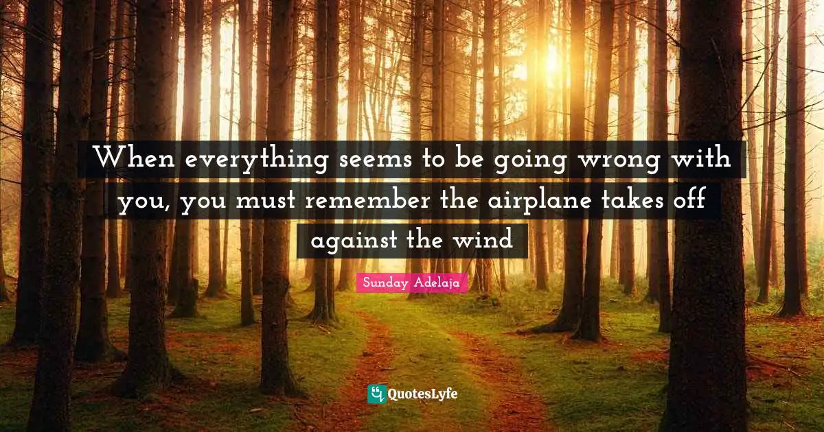 When everything seems to be going wrong with you, you must remember the airplane takes off against the wind