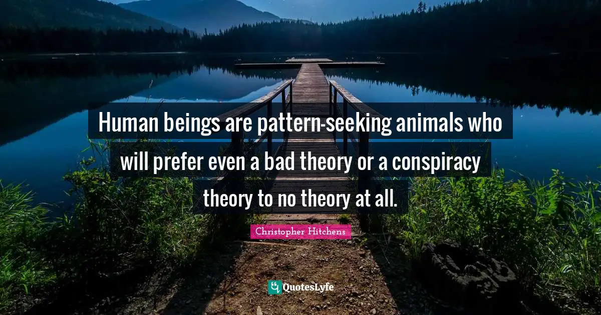 Conspiracy Quotes: "Human beings are pattern-seeking animals who will prefer even a bad theory or a conspiracy theory to no theory at all."