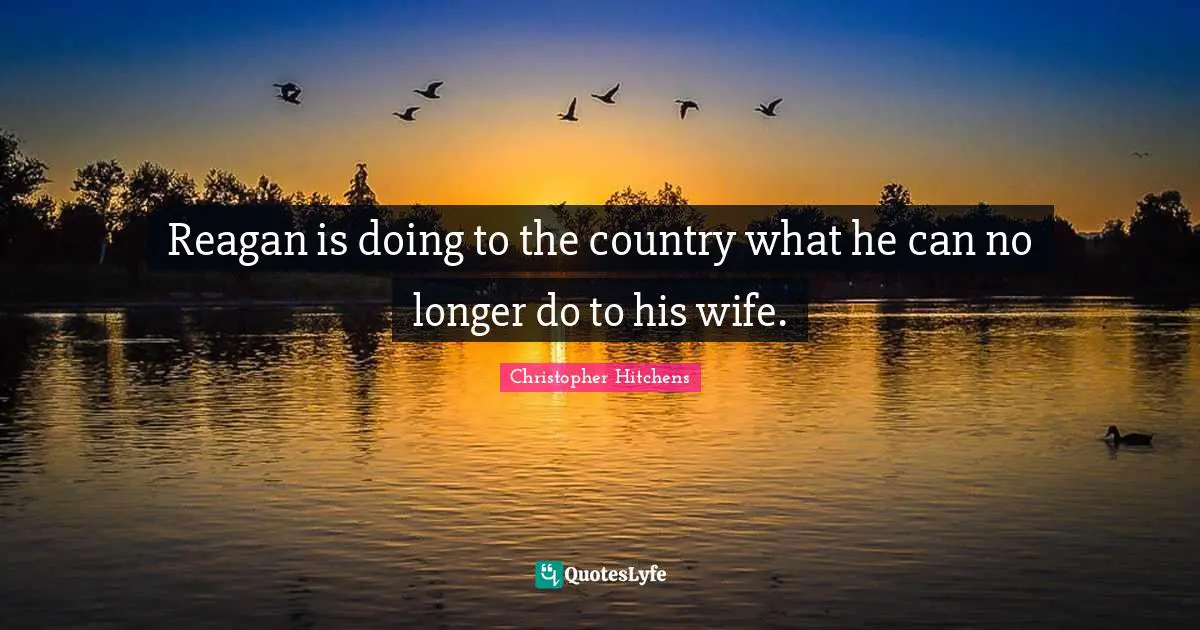 Reagan is doing to the country what he can no longer do to his wife.