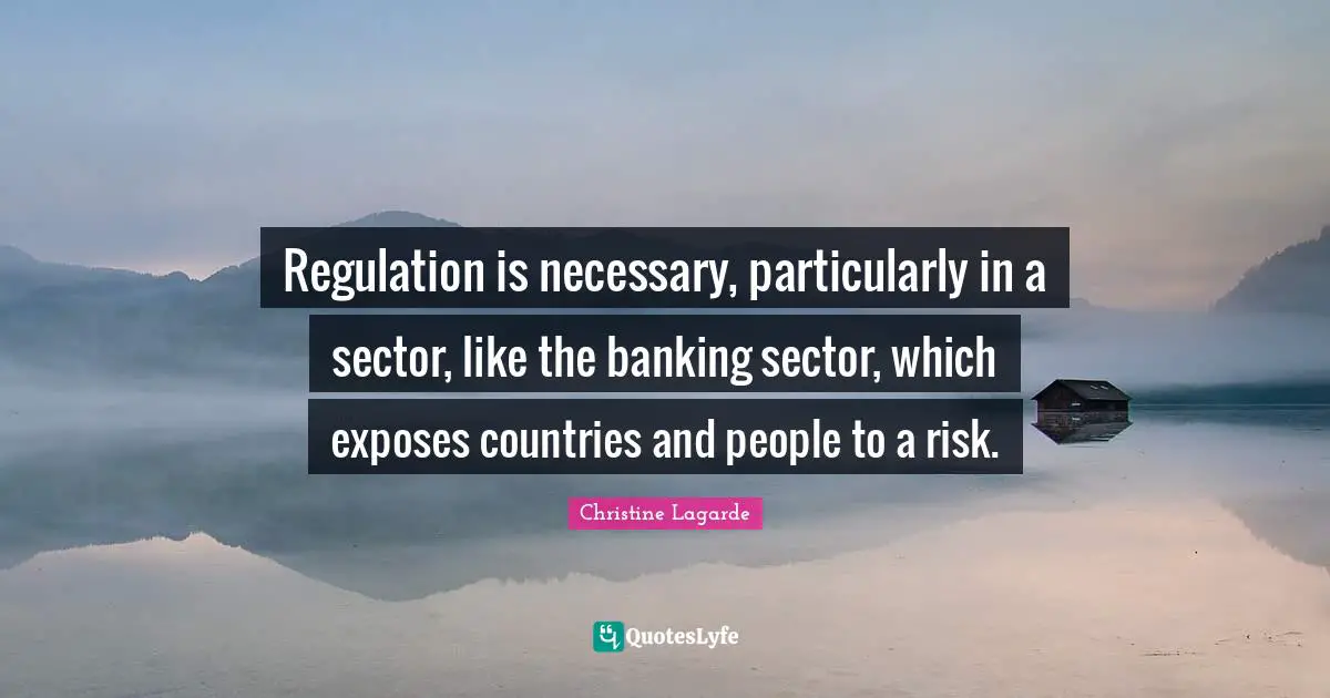 Regulation is necessary, particularly in a sector, like the banking sector, which exposes countries and people to a risk.