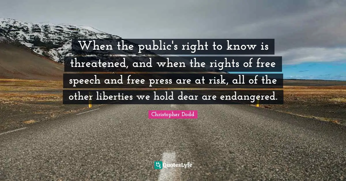 When the public's right to know is threatened, and when the rights of free speech and free press are at risk, all of the other liberties we hold dear are endangered.