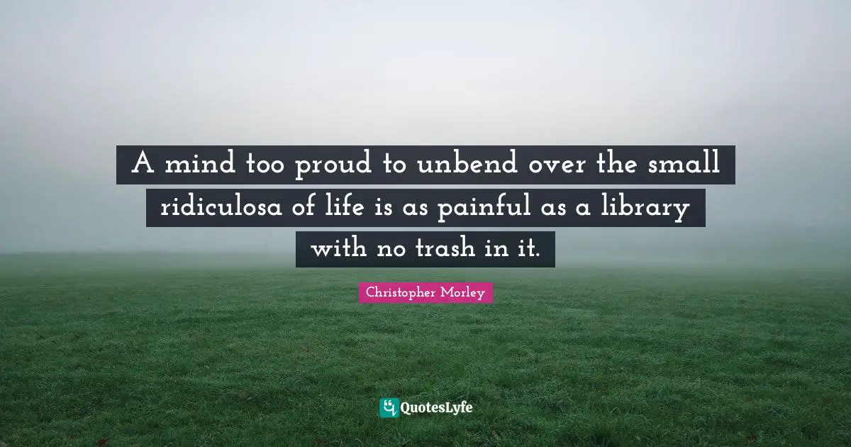 A mind too proud to unbend over the small ridiculosa of life is as painful as a library with no trash in it.