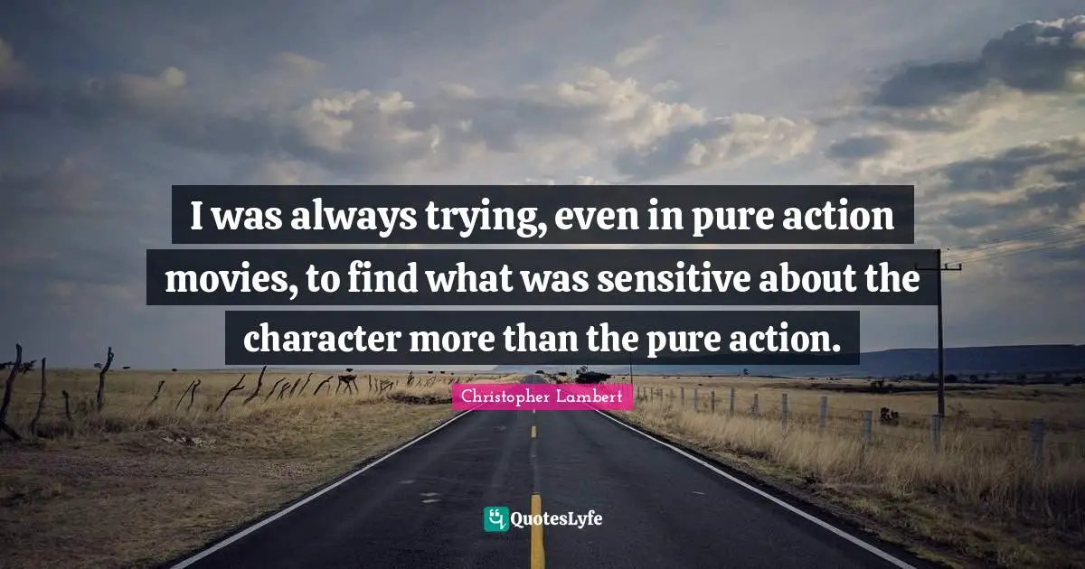 I was always trying, even in pure action movies, to find what was sensitive about the character more than the pure action.
