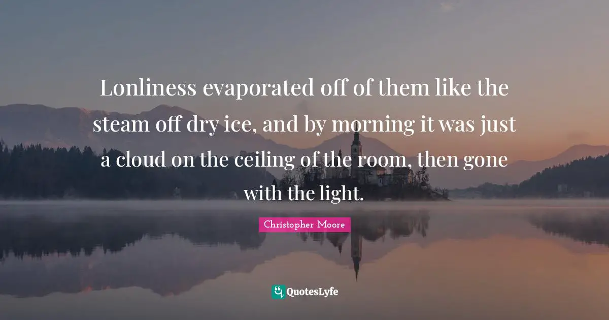 Lonliness evaporated off of them like the steam off dry ice, and by morning it was just a cloud on the ceiling of the room, then gone with the light.