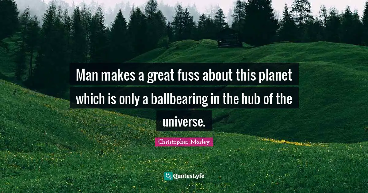 Man makes a great fuss about this planet which is only a ballbearing in the hub of the universe.