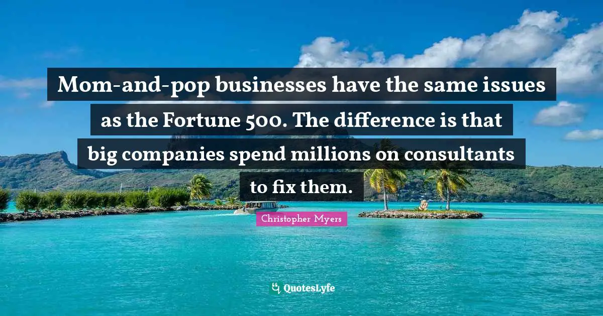 Mom-and-pop businesses have the same issues as the Fortune 500. The difference is that big companies spend millions on consultants to fix them.