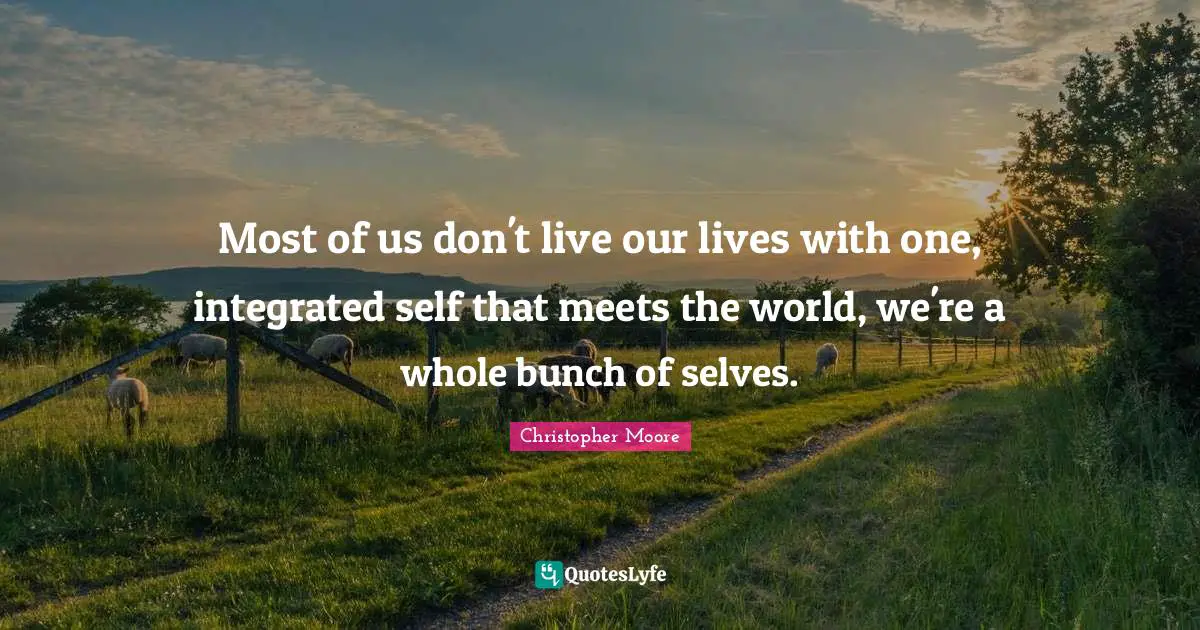 Most of us don't live our lives with one, integrated self that meets the world, we're a whole bunch of selves.