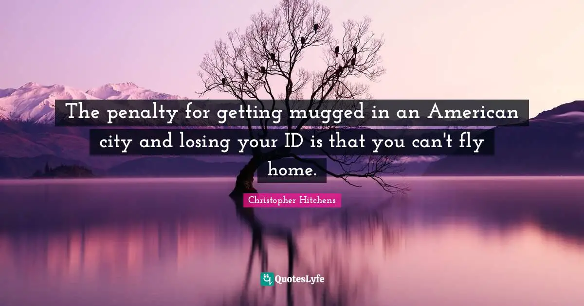 The penalty for getting mugged in an American city and losing your ID is that you can't fly home.